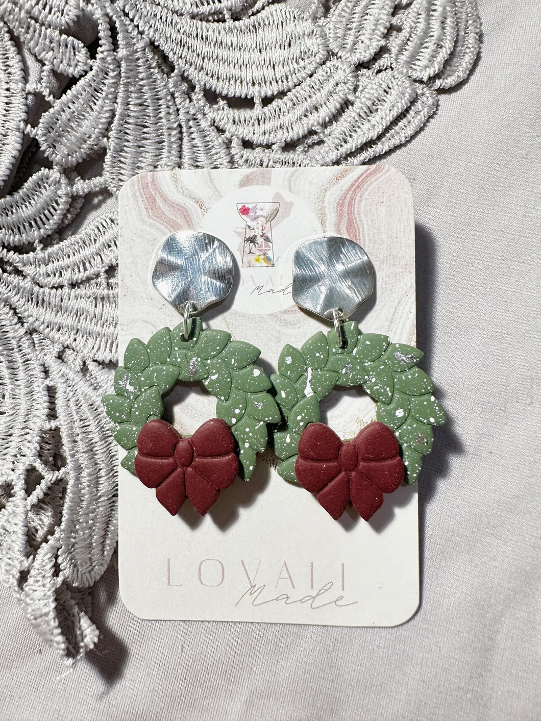 Wreath and Silver Stud Posts