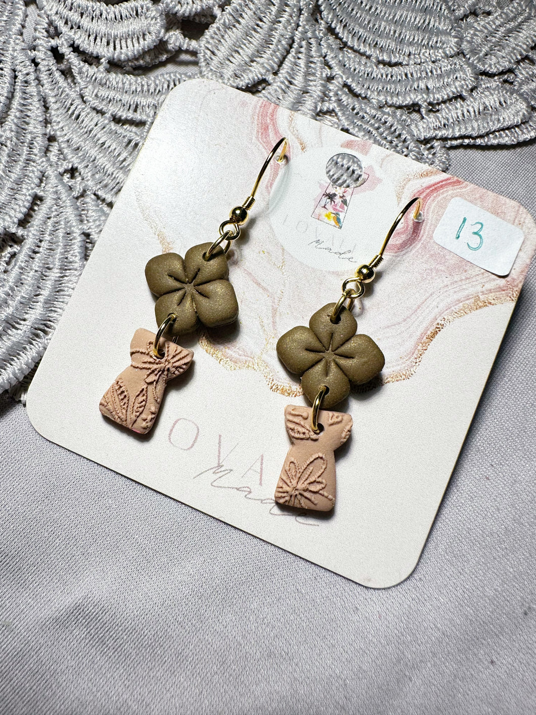 Dainty Brown and Tan Latte Stone Earrings