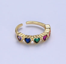 Load image into Gallery viewer, Rainbow Hearts Gemstone Ring
