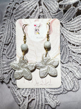 Load image into Gallery viewer, Beaded Pearl Plumeria Dangles
