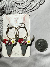 Load image into Gallery viewer, Floral Karabao Hoop Dangles
