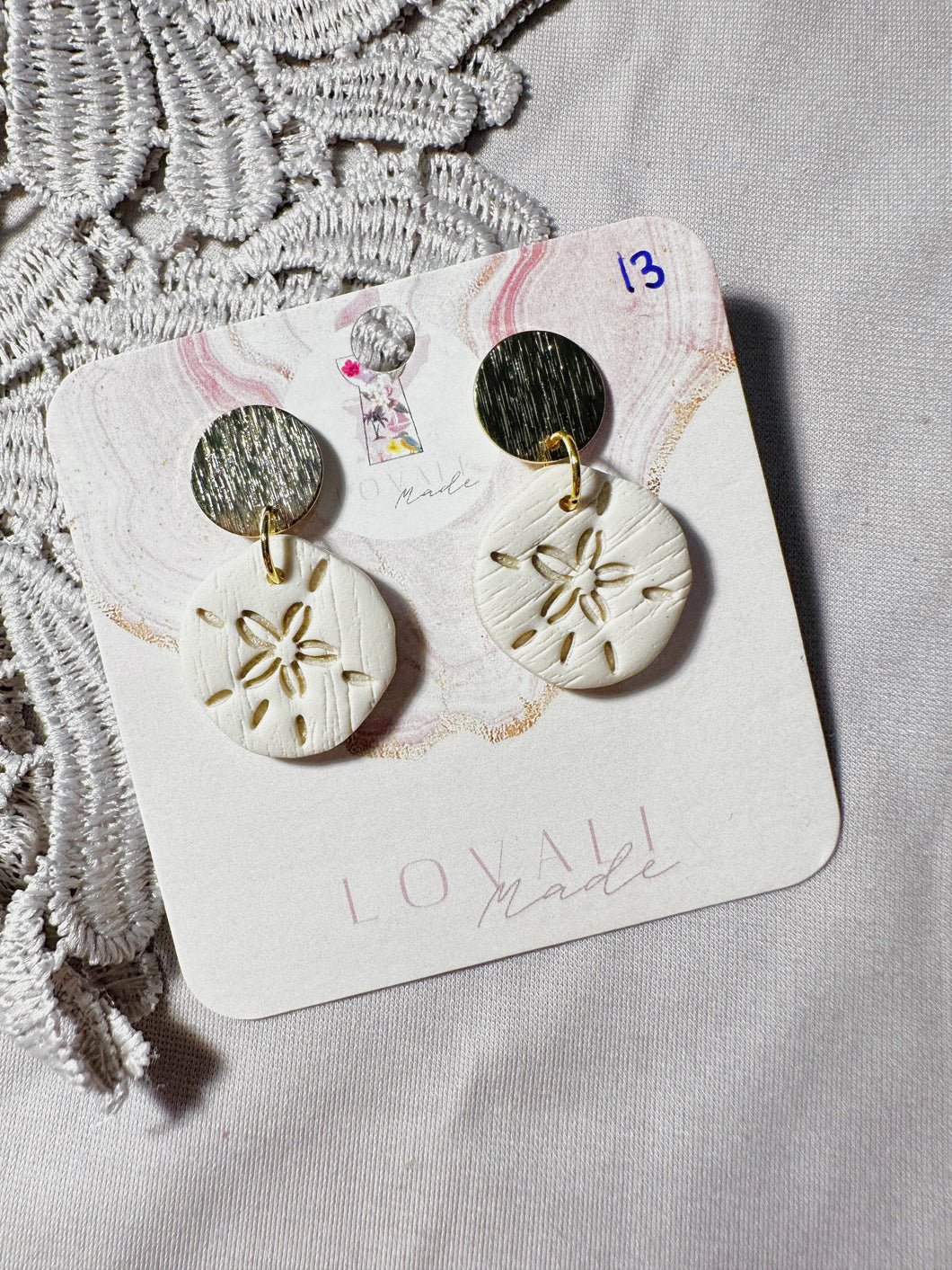 Dainty Sand Dollar with Gold Stud Posts